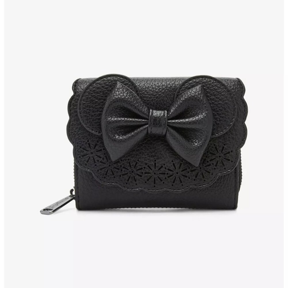 Loungefly Disney Minnie Mouse Pebble Textured Black Mini Backpack and Wallet NWT - Picture 6 of 10